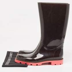 Gucci Black GG Rubber Rain Boots Size 41