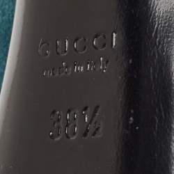 Pre Owned Gucci Teal/Gold Suede Peep Toe Platform Pumps Size 38.5