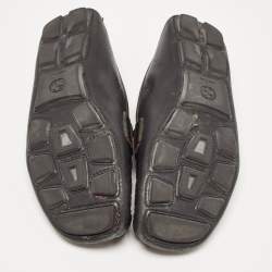 Pre Owned Gucci Black Leather GG Marmont Web Driver Slip On Loafers Size 37
