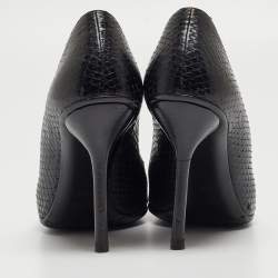 Gucci Black Python Horsebit Open Toe Pumps 38.5