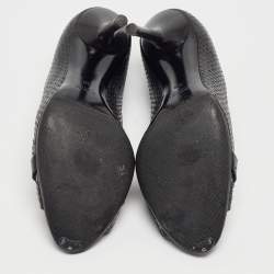 Gucci Black Python Horsebit Open Toe Pumps 38.5