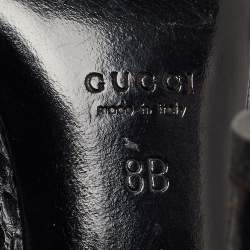 Gucci Black Python Horsebit Open Toe Pumps 38.5