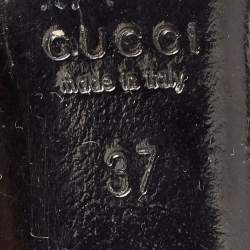 Pre Owned Gucci Brown Leather Peep Toe Pumps Size 37