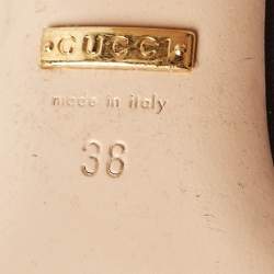 مملوكة مسبقًا Gucci Black Scalloped Leather Faux Pearl Embellished Willow Pumps Size 38