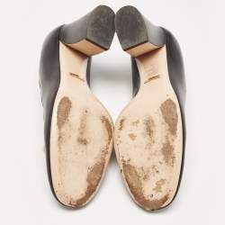 مملوكة مسبقًا Gucci Black Scalloped Leather Faux Pearl Embellished Willow Pumps Size 38