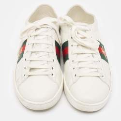 Gucci White Leather Web Ace Low Top Sneakers Size 37