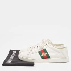 Gucci White Leather Web Ace Low Top Sneakers Size 37