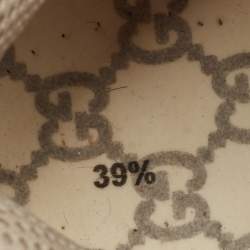 Gucci White/Grey Leather and Mesh Crystal Embellished Flashtrek Sneakers Size 39.5