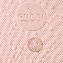 Gucci Pink GG Supreme Canvas Pool Slides Size 39