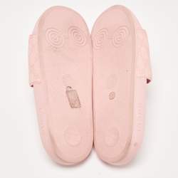 Gucci Pink GG Supreme Canvas Pool Slides Size 39