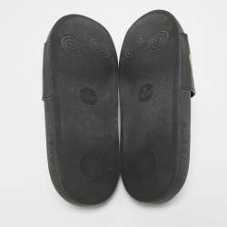 Gucci Black/Gold Leather Dapper Dan Pool Slides Size 39