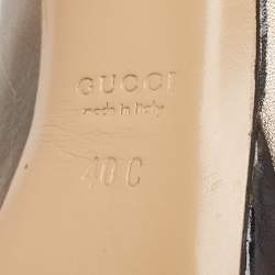 Gucci Metallic Leather Horsebit Peep Toe Platform Pumps Size 40