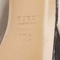 Pre Owned Gucci Metallic Leather Horsebit Peep Toe Platform Pumps Size 40