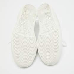 مملوكة مسبقًا Gucci White Leather Embroidered Bee Ace Sneakers Size 34