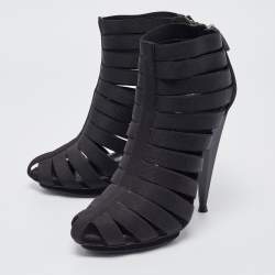 Gucci Black Elastic and Suede Isadora Gladiator Boots Size 36.5