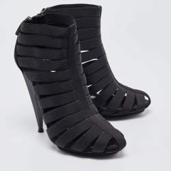 Gucci Black Elastic and Suede Isadora Gladiator Boots Size 36.5