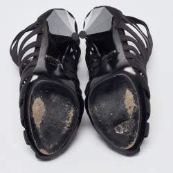 Gucci Black Elastic and Suede Isadora Gladiator Boots Size 36.5