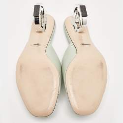 Gucci Mint Green Leather Interlocking G Heel Slide Sandals Size 39