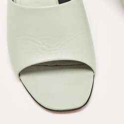 Gucci Mint Green Leather Interlocking G Heel Slide Sandals Size 39