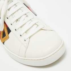 Gucci White Leather Web Ace Low Top Sneakers Size 36.5