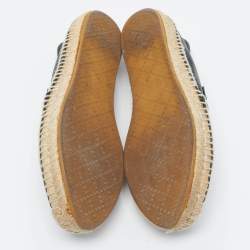 Pre Owned Gucci Black Guccissima Leather Espadrille Flats Size 37.5