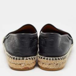 Pre Owned Gucci Black Guccissima Leather Espadrille Flats Size 37.5