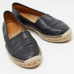 Pre Owned Gucci Black Guccissima Leather Espadrille Flats Size 37.5
