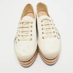Gucci Off White Canvas logo Lilibeth Espadrille Sneakers Size 39