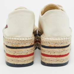 Gucci Off White Canvas logo Lilibeth Espadrille Sneakers Size 39