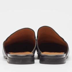 Pre Owned Gucci Black Leather Princetown Mules Size 39