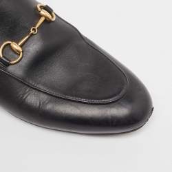 Pre Owned Gucci Black Leather Princetown Mules Size 39