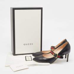 Pre Owned Gucci Black Leather Sylvie Mary Jane Pumps Size 37