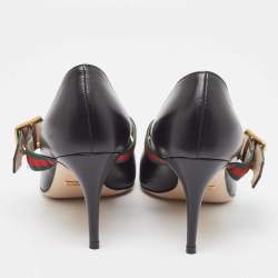 Pre Owned Gucci Black Leather Sylvie Mary Jane Pumps Size 37