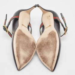 Pre Owned Gucci Black Leather Sylvie Mary Jane Pumps Size 37