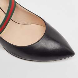 Pre Owned Gucci Black Leather Sylvie Mary Jane Pumps Size 37