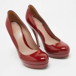 Gucci Burgundy Patent Leather Platform Pumps Size 38