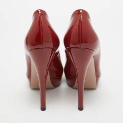 Gucci Burgundy Patent Leather Platform Pumps Size 38