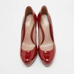 Gucci Burgundy Patent Leather Platform Pumps Size 38