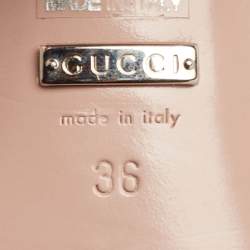 Pre Owned Gucci Silver Metallic Leather Horsebit Detail T-Strap Sandals Size 36