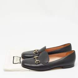 Pre Owned Gucci Black Leather Horsebit Loafers Size 39