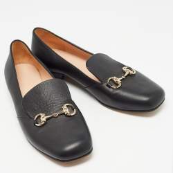 Pre Owned Gucci Black Leather Horsebit Loafers Size 39
