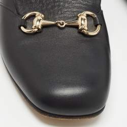 Pre Owned Gucci Black Leather Horsebit Loafers Size 39
