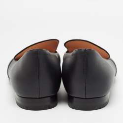 Pre Owned Gucci Black Leather Horsebit Loafers Size 39