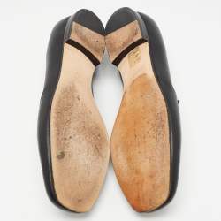 Pre Owned Gucci Black Leather Horsebit Loafers Size 39