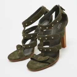 Gucci Green Suede Gladiator Ankle Sandals Size 40.5