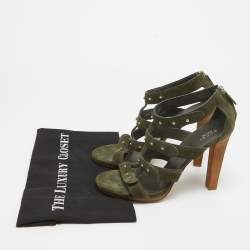 Gucci Green Suede Gladiator Ankle Sandals Size 40.5