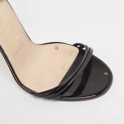 Pre Owned Gucci Black Patent Leather Ankle Strap Sandals Size 38