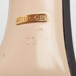 Pre Owned Gucci Black Patent Leather Ankle Strap Sandals Size 38