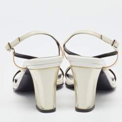 Pre Owned Gucci White Leather and PVC Slingback Sandals Size 35.5