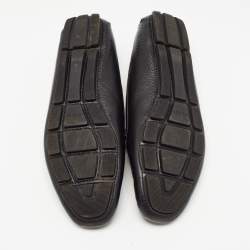 Pre Owned Gucci Black Leather Slip On Loafers Size 39